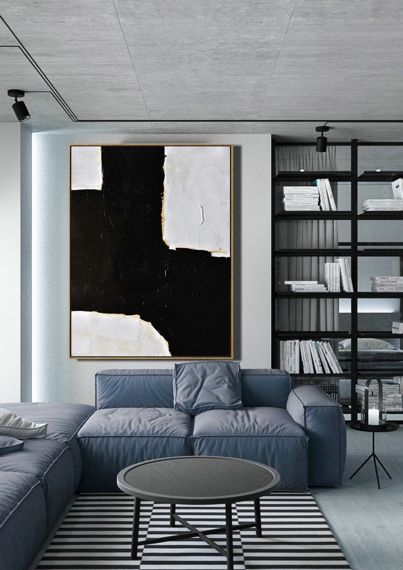 Large Abstract Painting Canvas Art,Minimalist Painting On Canvas, Palette Knife Vertical Minimal Art - Giant Canvas Wall Art